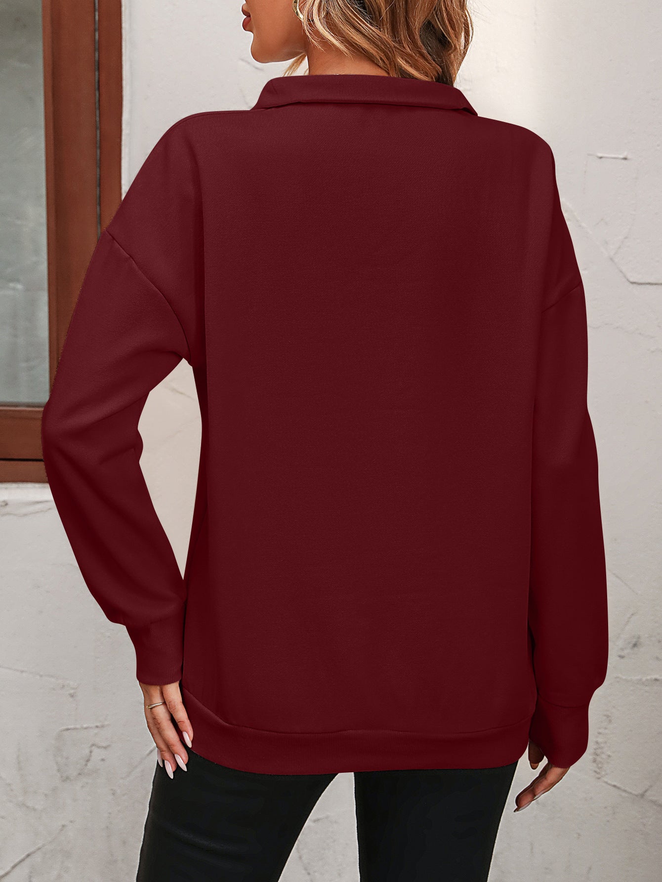 Zip-Up Dropped Shoulder Sweatshirt Zip-Up Dropped Shoulder Sweatshirt